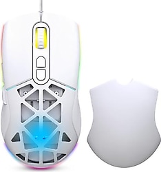 Warp WRP-O12800-W Beyaz RGB Optik Kablolu Oyuncu Mouse