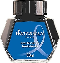 Waterman 50 ml Cam Şişe Dolma Kalem Mürekkebi Mavi