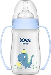 Wee Baby Klasik Plus Geniş Ağızlı Kulplu PP Biberon 250 ml Mavi