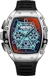 Welder W75 WRM2004-R Silikon Kordon Siyah-Mint Yeşili Erkek Kol Saati