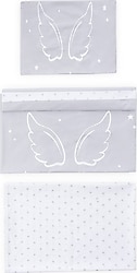 Wellgro Angel Wings 3 Parça Gri Bebek Nevresim Takımı