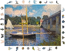 WePuzzleUp Claude Monet Argenteuil Köprüsü 450 Parça Ahşap Puzzle