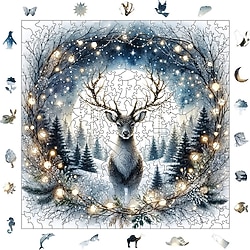WePuzzleUp Gümüş Ayın Altındaki Geyik 353 Parça Ahşap Puzzle