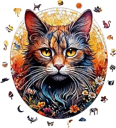 WePuzzleUp Kedi ve Çiçek 333 Parça Ahşap Puzzle