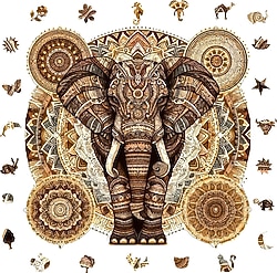 WePuzzleUp Majestik Mandala Fil 250 Parça Ahşap Puzzle