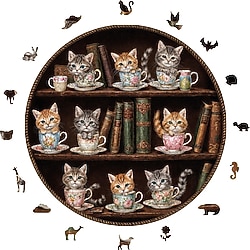 WePuzzleUp Miyavlı Çay Saati 252 Parça Ahşap Puzzle
