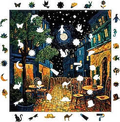 WePuzzleUp Van Gogh Kafe Terasta Gece 353 Parça Ahşap Puzzle