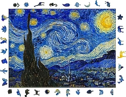 WePuzzleUp Van Gogh Yıldızlı Gece 450 Parça Ahşap Puzzle