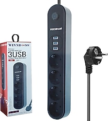 Winnboss WN-3402 4'lü 2 m Anahtarlı Akım Korumalı Priz