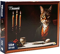 Witty Puzzlezz Takım Elbise Giyen Kedi 500 Parça Puzzle