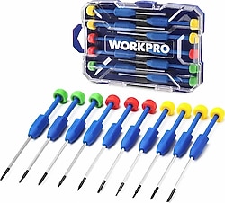 Workpro WP200530 CR-V 10 Parça Manyetik Hassas Tornavida Seti