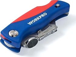Workpro WP211006 Paslanmaz Çelik Gövde Katlanır Rötuş Maket Bıçağı + 6 Adet Yedek Bıçak