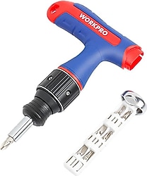 Workpro WP221072 7in1 Cr-V T- Saplı Cırcırlı Manyetik Tornavida Seti