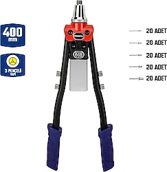 Workpro WP225001 400 mm Perçin Tabancası + 100 Adet Perçin