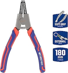 Workpro WP231151 180 mm Cr-V Eğri Uçlu Yaylı Dış Segman Pensesi