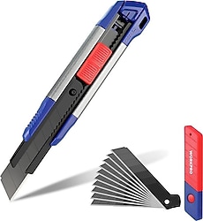 Workpro WP212022 18 mm Ağır Hizmet Tipi Maket Bıçağı + 10 Adet Yedek Bıçak