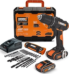 Worx WX370 20 V 2 Ah Li-ion Çift Akülü Darbeli Matkap