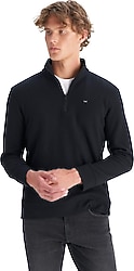 Wrangler W2520532001 Yarım Fermuarlı Siyah Erkek Sweatshirt