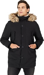 Wrangler W4D0WX100 Kapüşonlu Kürklü Siyah Erkek Parka