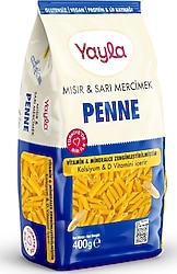 Yayla Glutensiz Mısır ve Sarı Mercimek Penne Makarna 400 gr