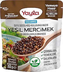 Yayla Haşlanmış Suyu Süzülmüş Yeşil Mercimek 150 gr