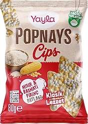 Yayla Popnays Basmati & Mısır Sade Üçgen Thin Cips 80 gr