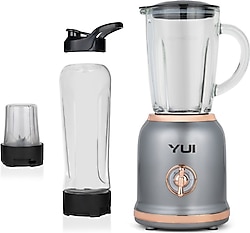 Yui M-18 3'ü 1 Arada Retro Gri 300 W Smoothie Blender Set