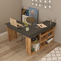 Yurudesign Tywin 50x120 cm Kitaplıklı Çalışma Masası