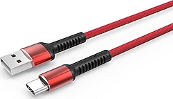 Zore LS63 1 m 2.4A Type-C to USB Şarj Kablosu Kırmızı