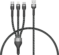 Zore Shira Serisi 30 cm 3in1 Hızlı Şarj Kablosu