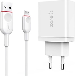 Zore XMac ZR-X2 2 in 1 Micro USB Kablolu Hızlı Ev Şarj Cihazı
