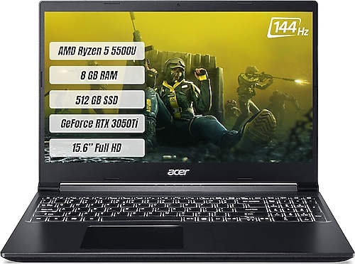 Acer Aspire 7 A715-42G NH.QDLEY.001 Ryzen 5500U 8 GB 512 GB SSD RTX 3050TI 15.6" Full HD Notebook