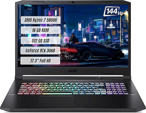 Acer Nitro 5 AN517-41 NH.QAREY.002 Ryzen 7 5800H 16 GB 512 GB SSD RTX3060 17.3" Full HD Notebook