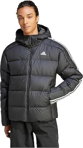 パパ Adidas Essentials Midweight Down HZ4429 Kapüşonlu Siyah Erkek