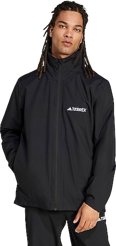 Adidas Multi Essentials 2L JM8692 Kapüşonlu Siyah Erkek Yağmurluk