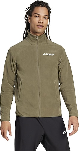 pleiades Adidas Multi Essentials JP0796 Tam Fermuarlı Haki Erkek Polar