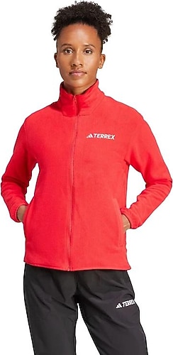 Adidas Multi Essentials JP0803 Tam Fermuarlı Kırmızı Kadın Polar