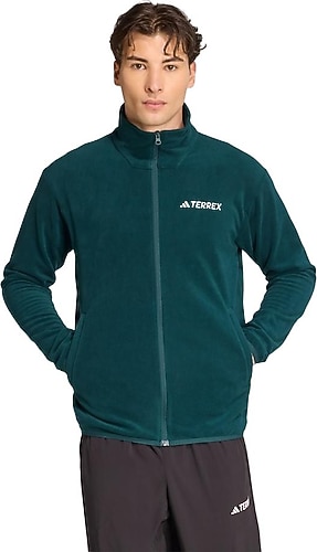 Adidas Multi Essentials JY8356 Tam Fermuarlı Yeşil Erkek Polar