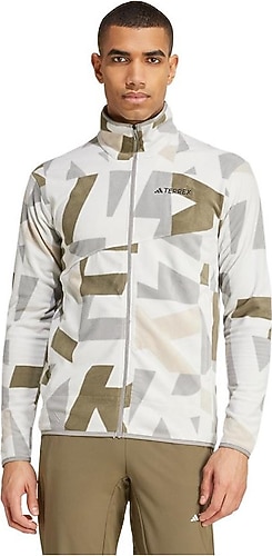 Adidas Terrex Multi Printed IX7719 Tam Fermuarlı Bej Erkek Polar