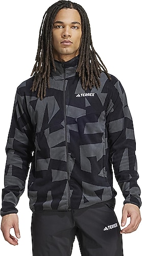Adidas Terrex Multi Printed JY4814 Tam Fermuarlı Siyah Erkek Polar
