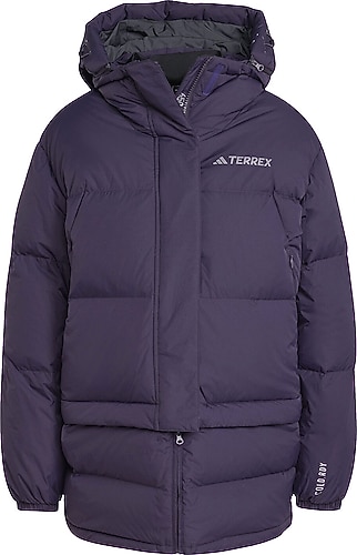 Adidas Terrex Xploric Goose IX7930 Kapüşonlu Mor Kadın Şişme Mont