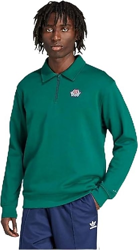 Adidas Varsity JX8171 Yarım Fermuarlı Yeşil Erkek Sweatshirt