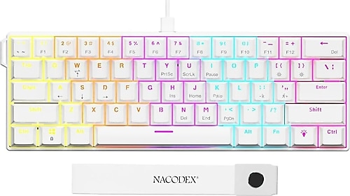 Ajazz NK61 Beyaz RGB %60 TKL Red Switch Kablolu Mekanik Oyuncu