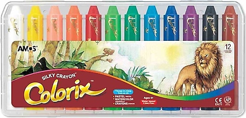 Amos Colorix Silky Crayons 12 Peaces (3 color types Watercolor, Crayons,  Oil Pastels combine in one Paint)