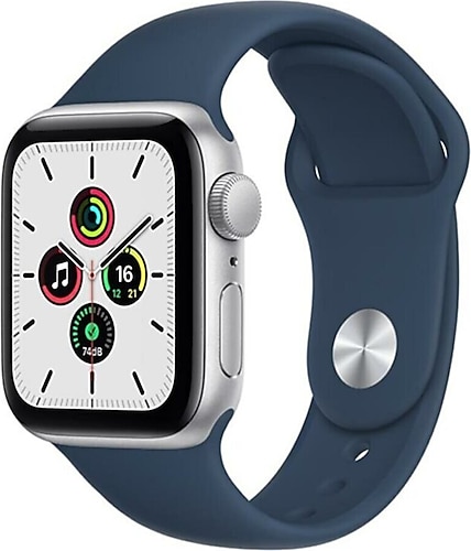 Apple Watch SE GPS 40mm Gümüş Rengi Alüminyum Kasa ve Mavi Spor Kordon Akıllı Saat