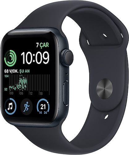 Apple Watch SE 2 GPS 44mm Gece Yarısı Alüminyum Kasa ve Spor Kordon Akıllı Saat