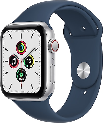 Apple Watch SE GPS + Cellular 44mm Gümüş Alüminyum Kasa ve Spor Kordon Akıllı Saat