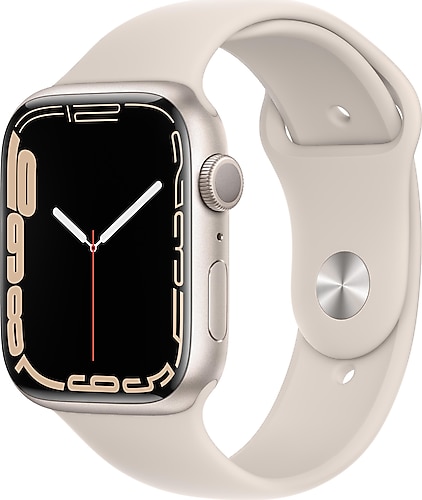 Apple Watch Series 7 GPS 45mm Yıldız Işığı Alüminyum Kasa ve Spor Kordon Akıllı Saat