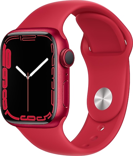 Apple Watch Series 7 GPS 41mm Kırmızı Alüminyum Kasa ve Spor Kordon Akıllı Saat