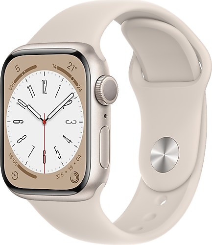 Apple Watch Series 8 GPS 41mm Yıldız Işığı Alüminyum Kasa ve Spor Kordon Akıllı Saat